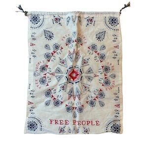 Free People Drawstring Bag Blue Red Cream
